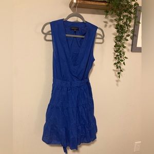 Banana Republic Voltage Blue Ruffle Wrap Mini Dress